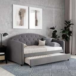Aspen Velvet Daybed with Trundle - thumbnail 1