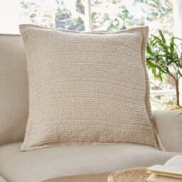 Textured Boucle Stripe Cotton Square Cushion - thumbnail 1