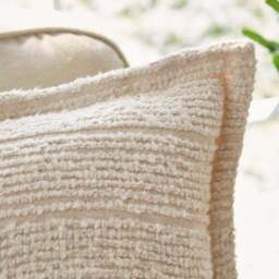 Textured Boucle Stripe Cotton Square Cushion - thumbnail 3