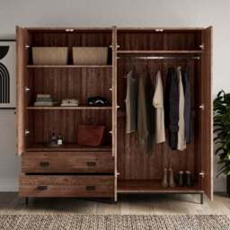 Fulton 4 Door Wardrobe, Pine - thumbnail 2