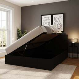 Side Lift Ottoman Bed, Faux Leather - thumbnail 2