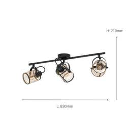 EGLO Dellow Industrial 3 Light Adjustable Ceiling Wall Spotlight - thumbnail 5