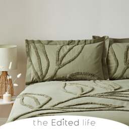Tufted Leaf Olive 100% Organic Cotton Oxford Pillowcase - thumbnail 1