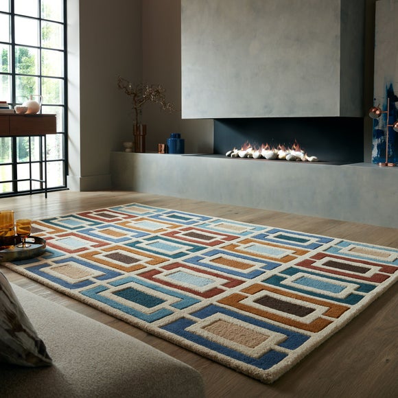 Retro Blocks Carved Wool Rug - image 1