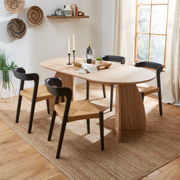 Effy 6 Seater Oval Dining Table, Natural Wood Effect - image 1