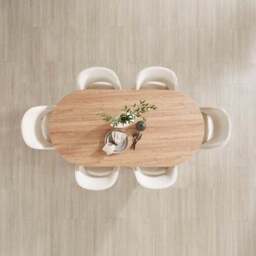 Effy 6 Seater Oval Dining Table, Natural Wood Effect - thumbnail 2