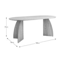 Effy 6 Seater Oval Dining Table, Natural Wood Effect - thumbnail 6
