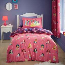 Pink Disney Princess 100% Cotton Duvet Cover & Pillowcase Set - thumbnail 1