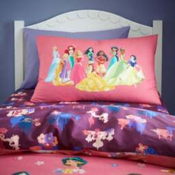 Pink Disney Princess 100% Cotton Duvet Cover & Pillowcase Set - thumbnail 2