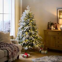 6ft Pre-lit Flocked Downswept Christmas Tree