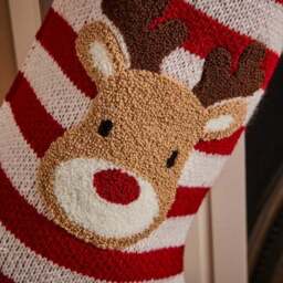 Reindeer Red & White Stripe Christmas Stocking - thumbnail 2