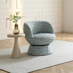 Tulip Floral Print Curved Swivel Accent Chair - thumbnail 1