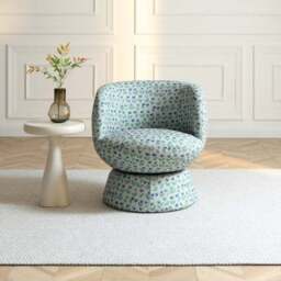 Tulip Floral Print Curved Swivel Accent Chair - thumbnail 2