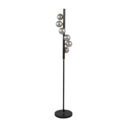 Blair Smoke Glass Ball and Black Metal Floor Lamp - thumbnail 2