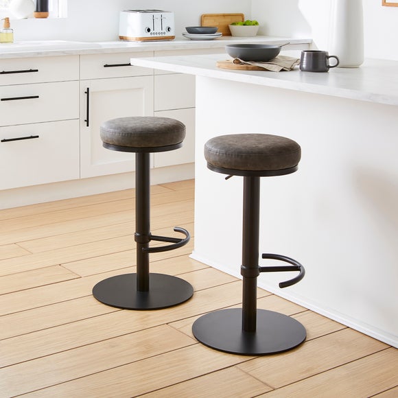 Jesper Adjustable Height Bar Stool, Charcoal Faux Leather by