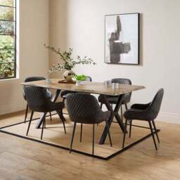 Hudson Set of 2 Dining Chairs, Faux Leather - thumbnail 2