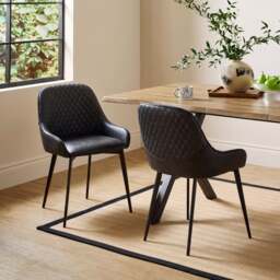 Hudson Set of 2 Dining Chairs, Faux Leather - thumbnail 1