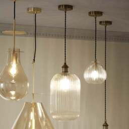 Abigail Tall Ribbed Glass Pendant Light - thumbnail 2