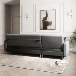Kendall Quilted Velvet Clic Clac Storage Corner Sofa Bed - thumbnail 3