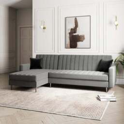Kendall Quilted Velvet Clic Clac Storage Corner Sofa Bed - thumbnail 2