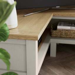 "Olney Open Corner TV Unit for TVs up to 55"", Stone" - thumbnail 4