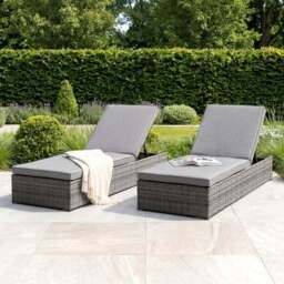 Rattan Grey Sun Lounger with Cushion - thumbnail 2