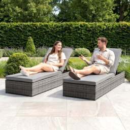 Rattan Grey Sun Lounger with Cushion - thumbnail 4
