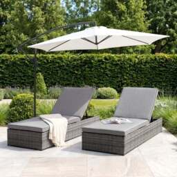 Rattan Grey Sun Lounger with Cushion - thumbnail 3
