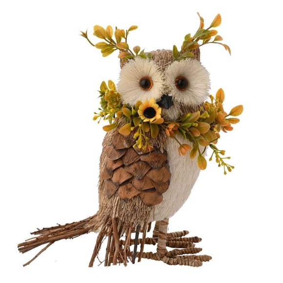 Country Living Owl with Flowers Ornament - image 1