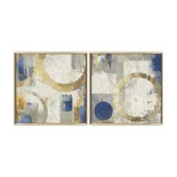 Set of 2 Abstract Blue & Gold Framed Prints - thumbnail 2