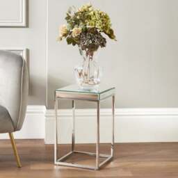 Elysee Small Square Side Table, Mirrored Glass - thumbnail 1