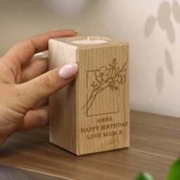 Personalised Floral Boquet Wooden Tealight Holder - thumbnail 2