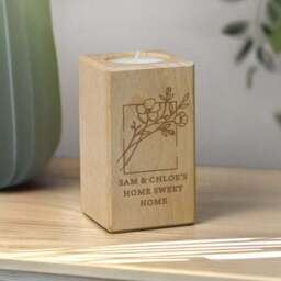 Personalised Floral Boquet Wooden Tealight Holder - thumbnail 3