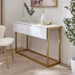 Kendall 2-4 Seater Console Dining Table, Marble Effect - thumbnail 3