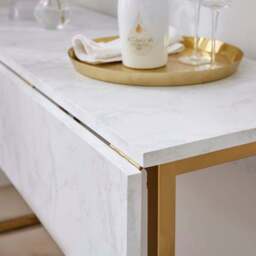 Kendall 2-4 Seater Console Dining Table, Marble Effect - thumbnail 4