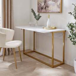 Kendall 2-4 Seater Console Dining Table, Marble Effect - thumbnail 2
