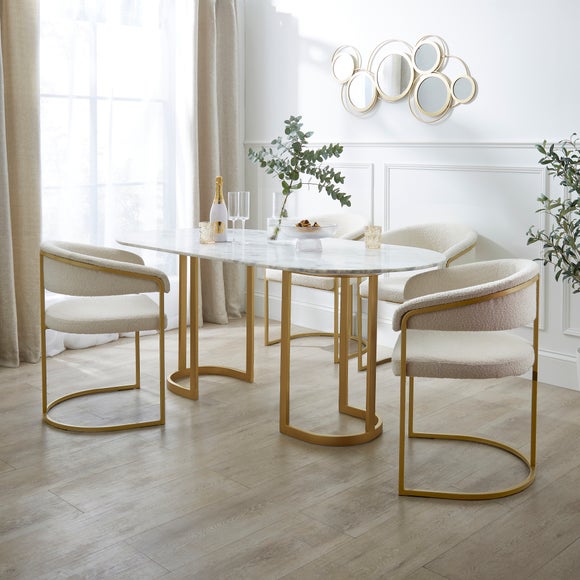 Sascha 6 Seater Oval Dining Table, Marble - image 1