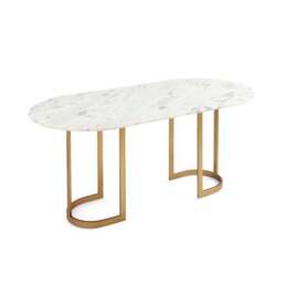 Sascha 6 Seater Oval Dining Table, Marble - thumbnail 4