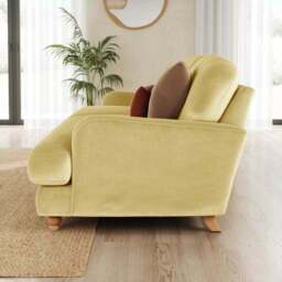 Return - Martha Vintage Velvet 3 Seater Sofa, Sunshine - thumbnail 2