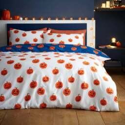 Catherine Lansfield Halloween Pumpkins Polycotton Duvet Cover and Pillowcase Set - thumbnail 3