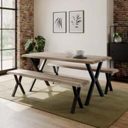Ezra II 6 Seater Rectangular Dining Table with 2 Benches