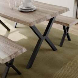 Ezra II 6 Seater Rectangular Dining Table with 2 Benches - thumbnail 2