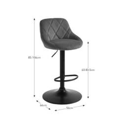 Noah Adjustable Height Barstool, Faux Suede - thumbnail 5