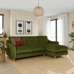 Hattie Matte Plush Velvet Corner Chaise Sofa - thumbnail 1