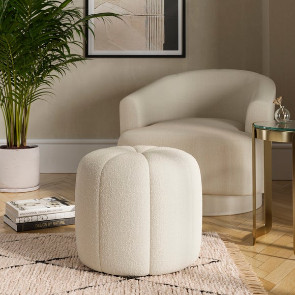 Pumpkin Ivory Boucle Footstool - image 1