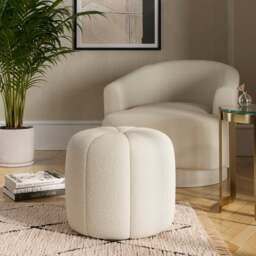 Pumpkin Ivory Boucle Footstool - thumbnail 1
