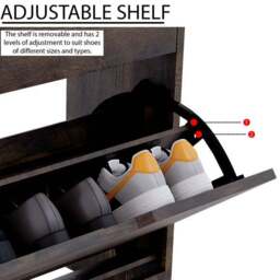 Vida Designs 2 Tier Dark Wood Effect Slot Handle Shoe Cabinet - thumbnail 5