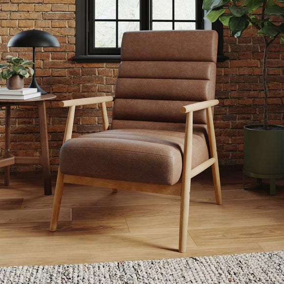 Alpine Faux Leather Ribbed High Back Spindle Chair - image 1