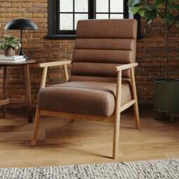 Alpine Faux Leather Ribbed High Back Spindle Chair - thumbnail 1