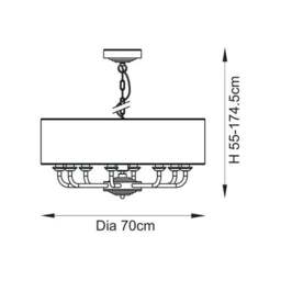 Vogue Sandringham Mid Century 8 Light Adjustable Pendant Light - thumbnail 6